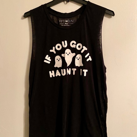 Fifth Sun black tank top with white lettering L